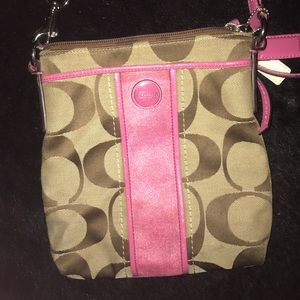 Pink and Brown Coach Satchel